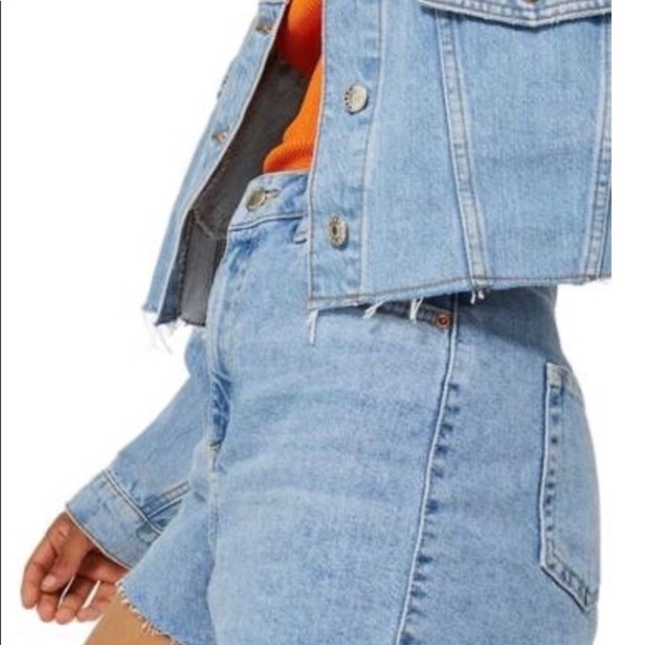 TOP SHOP High Rise Denim MOM Shorts Size US 14 - Picture 4 of 6